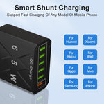 شاحن هاتف محمول 6 منافذ USB 65 واط شحن سريع QC3.0، قابس الاتحاد الأوروبي (أسود)، قابس الاتحاد الأوروبي (أبيض)، قابس الولايات المتحدة (أسود)، قابس الولايات المتحدة (أبيض)، قابس المملكة المتحدة (أسود)، قابس المملكة المتحدة (أبيض)