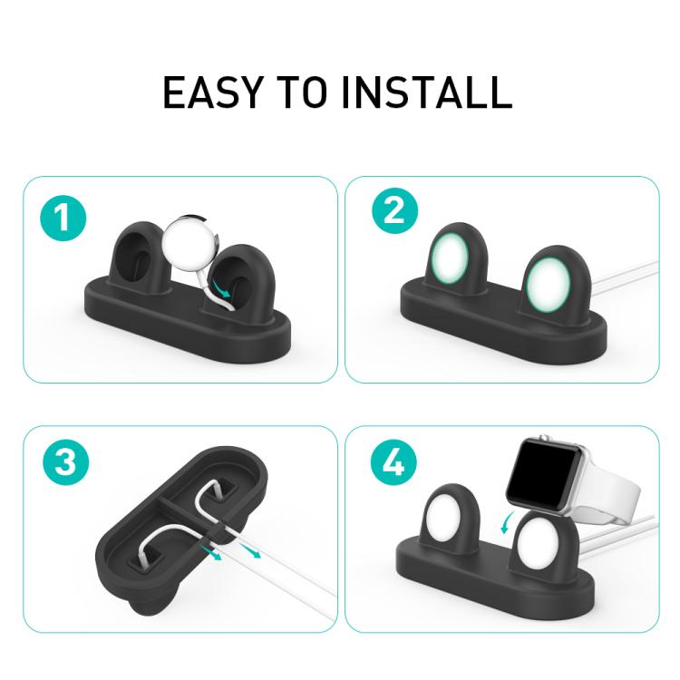 For Apple Watch / Earphone AhaStyle DD97 Storage Base 2 In 1 Desktop Charging Silicone Dock