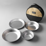 Outdoor Stainless Steel Dinner Plate Set Camping Portable BBQ Plate, With Storage Bag, AOTU AT6438-1 4pcs /Set, AOTU AT6438-1 8pcs /Set, AOTU AT6438-1 12pcs /Set, AOTU AT6438-1 16pcs /Set