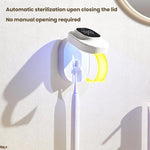 CKPA معقم فرشاة أسنان UV قابل لإعادة الشحن وحامل مع شاشة ذكية، تثبيت لاصق بدون حفر لفرش الأسنان الكهربائية