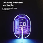 CKPA معقم فرشاة أسنان UV قابل لإعادة الشحن وحامل مع شاشة ذكية، تثبيت لاصق بدون حفر لفرش الأسنان الكهربائية