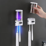 Rechargeable UV Toothbrush And Cup Sterilizer Wall Mount - Drill-Free Installation For Single User