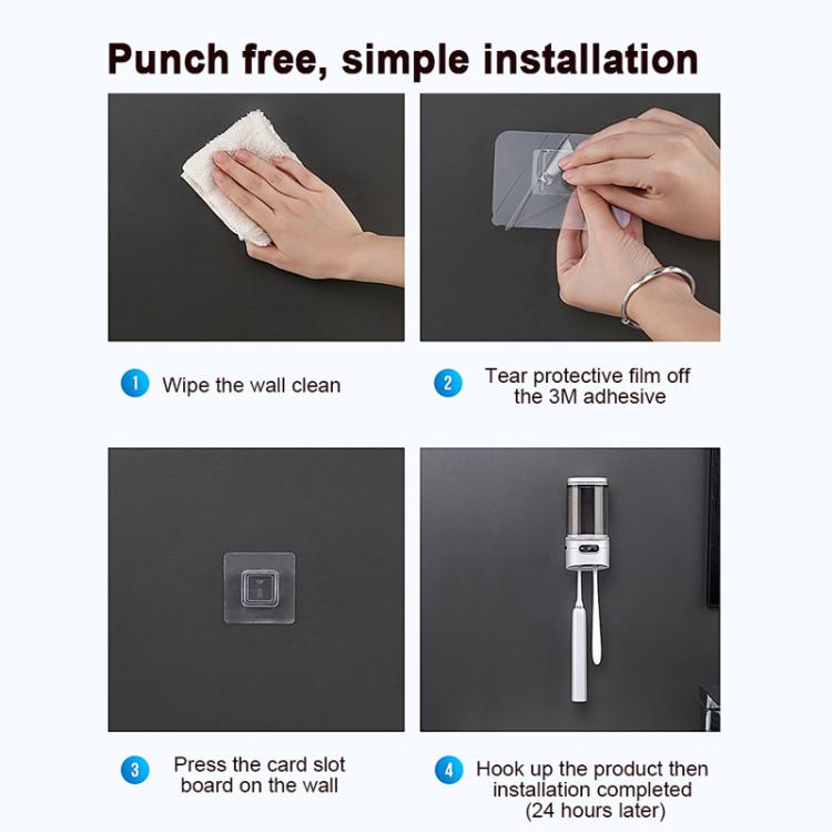 Rechargeable UV Toothbrush And Cup Sterilizer Wall Mount - Drill-Free Installation For Single User
