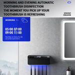 Smart UV Toothbrush Sterilizer and Dryer with Human Sensor, Time Display, USB-C Fast Charging, No-Drill Wall-Mounted Holder