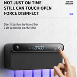 Smart UV Toothbrush Sterilizer and Dryer with Human Sensor, Time Display, USB-C Fast Charging, No-Drill Wall-Mounted Holder