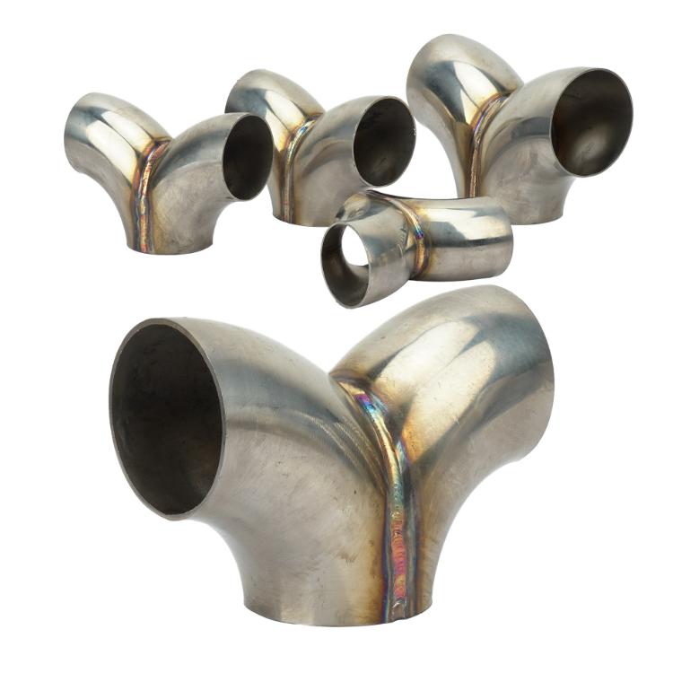 Y-type Three-way Connector For Stainless Steel Exhaust Pipes, 51mm, 57mm, 63mm, 76mm