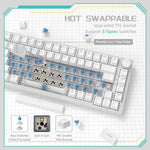 Ajazz AK820 Hot Swappable Wired Mechanical Keyboard With Light, Green Switch Ice Blue Light White, Red Switch White Light Black, AS Red Switch White Light Gray White, HP Switch White Light White Gray, Sea Salt Switch RGB Purple White Blue              ...