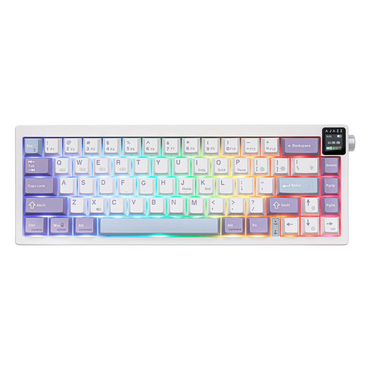 Ajazz AK650 Tri-mode Wireless Mechanical Keyboard With Screen Knob RGB Light, Flying Fish Switch Purple White Blue, Dream Switch Purple White Blue, Dream Switch Black Gray Yellow, Dream Switch Side Engraved Gradient Blackberry