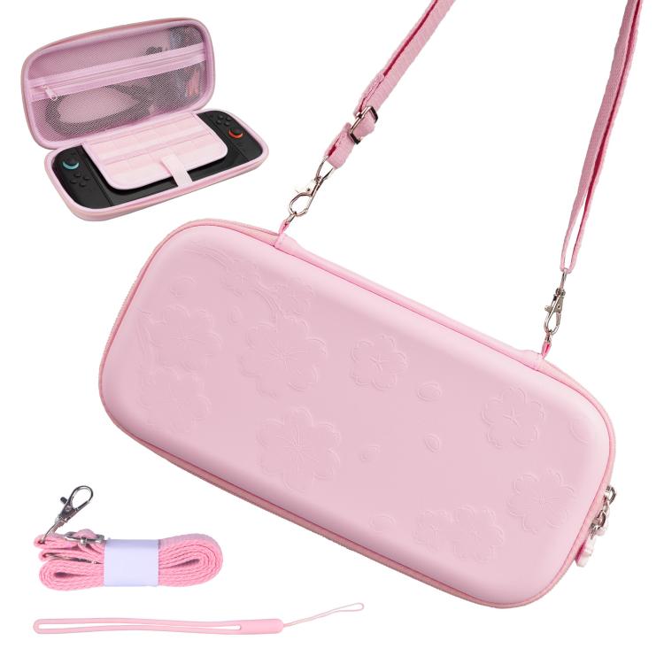 For Nintendo Switch 2 Sakura Print Crossbody Bag Portable Handheld Shoulder Carry Case, Carry Case