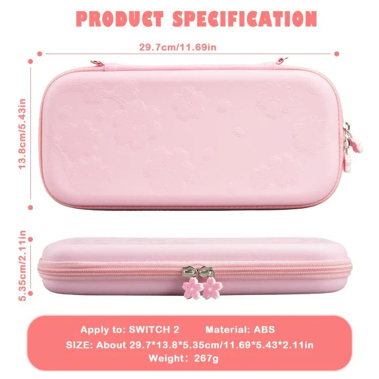 For Nintendo Switch 2 Sakura Accessories Bundle Portable Carrying Case with Shell, 4 Thumb Grips, Screen Protector & Stand, Bundle