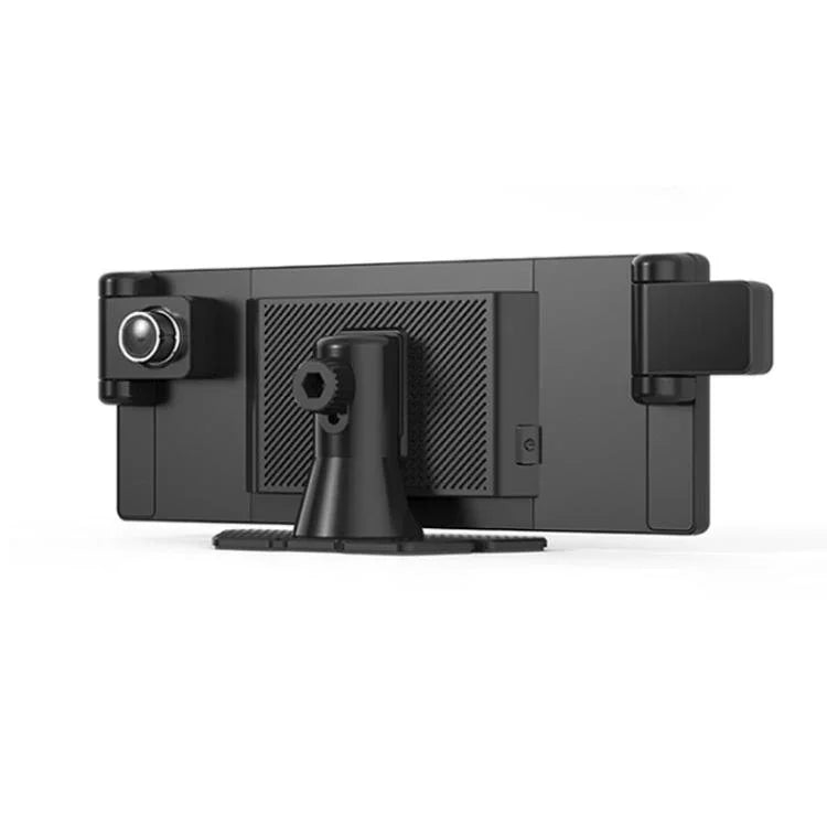 Voice-Controlled CarPlay With Split-Screen Dual-Camera Dashcam, Front Camera + Interior View, With Rear View Camera