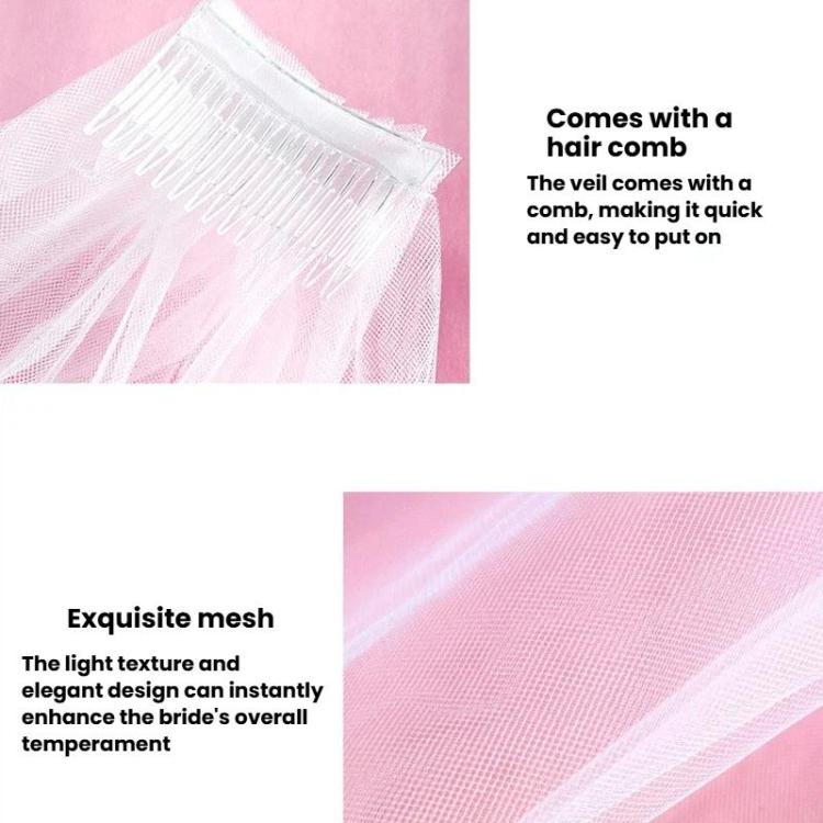 Bridal Veil Hair Accessories Double-Layer Tulle Veil, Red Plastic Hairbrush, Black Plastic Hairbrush, White Plastic Hairbrush, Red Iron Hairbrush, Black Iron Hairbrush, White Iron Hairbrush