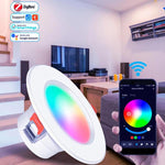 Compatible with Tuya Zigbee Recessed Ceiling Light RGB+CW+WW Dimmable LED Downlight, 5W 2.5inch, 7W 3.5inch, 10W 4inch, 15W inch