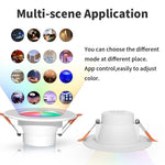 Compatible with Tuya Zigbee Recessed Ceiling Light RGB+CW+WW Dimmable LED Downlight, 5W 2.5inch, 7W 3.5inch, 10W 4inch, 15W inch