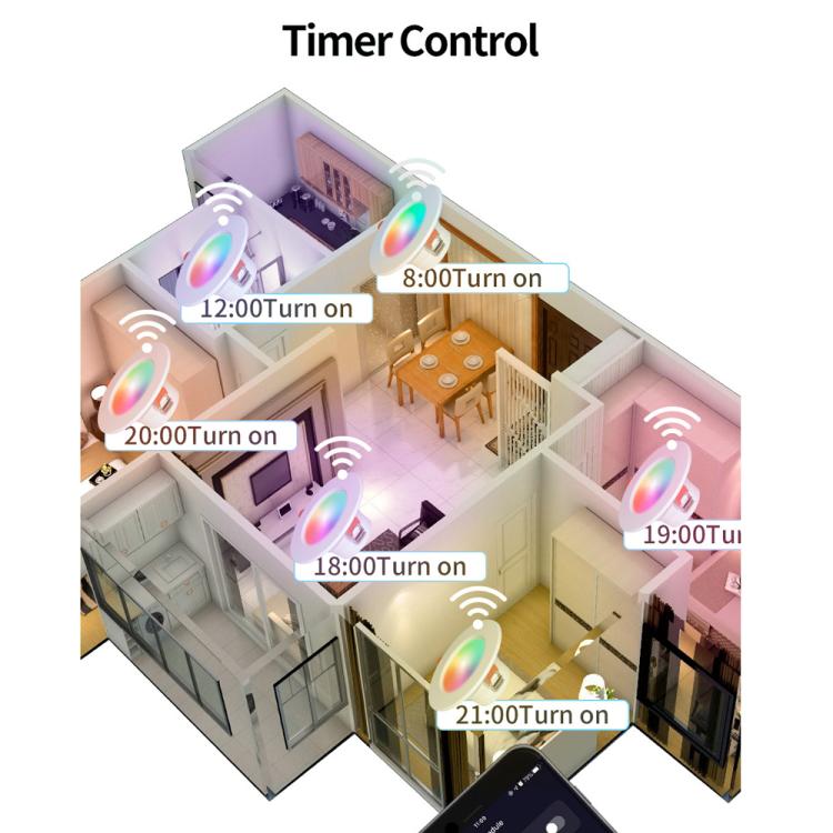 Compatible with Tuya Zigbee Recessed Ceiling Light RGB+CW+WW Dimmable LED Downlight, 5W 2.5inch, 7W 3.5inch, 10W 4inch, 15W inch