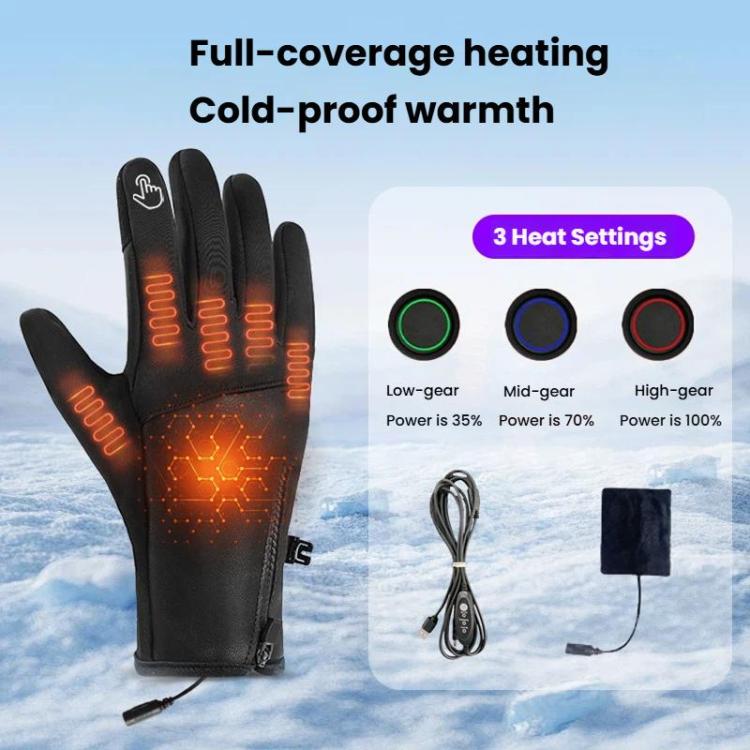 Electric Heated Gloves For Men & Women 3 Heat Settings, Cold/Windproof Winter Thermal Gloves For Outdoor Riding, Skiing, Hiking, Free Size
