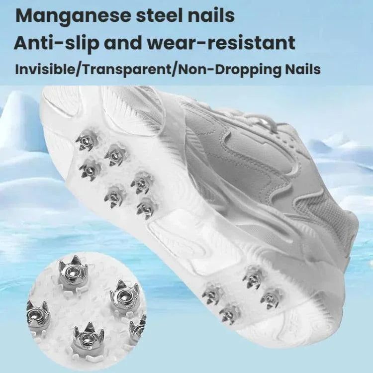 AOTU AT616 1pair Outdoor Anti-Fall 10 Teeth Spikes Ice Claws Mountaineering Ice Snow Slip Resistant Shoe Covers, S For 24-33 Shoe Size, M For 34-40 Shoe Size, L For 41-44 Shoe Size, XL For 45-49 Shoe Size