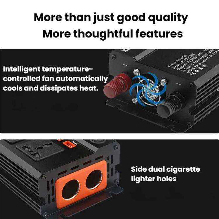 XUYUAN 12V / 24V To 220V Car Power Inverter LED Display Power Converter, 600W, 1200W, 2000W