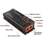 XUYUAN 12V / 24V To 220V Car Power Inverter LED Display Power Converter, 600W, 1200W, 2000W