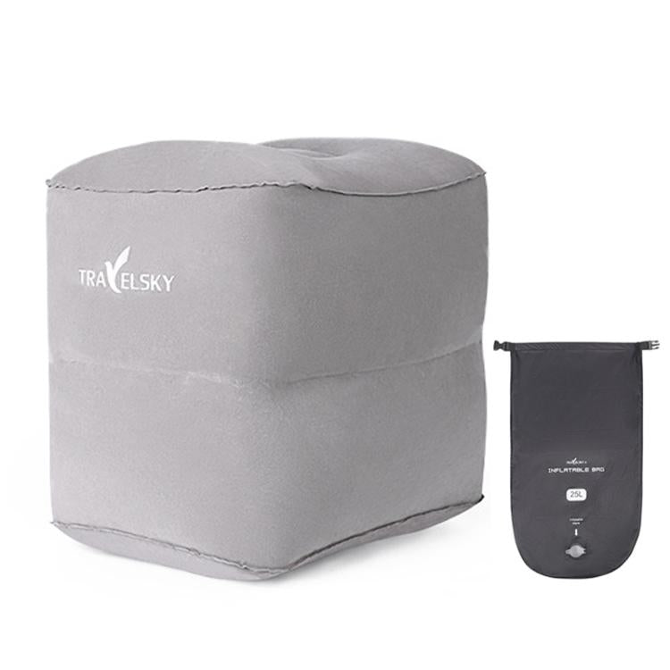 TRAELSKY Flocking PVC Inflatable Footstool Airplane Train Car Footrest Office Nap Footrest With Inflatable Bag, 2 Layer, 3 Layer, Adjustable Height Dual Valve