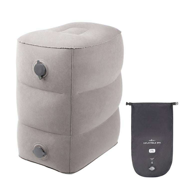 TRAELSKY Flocking PVC Inflatable Footstool Airplane Train Car Footrest Office Nap Footrest With Inflatable Bag, 2 Layer, 3 Layer, Adjustable Height Dual Valve