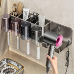 No-Drill 3-in-1 Bathroom Organizer Wall Mount Toothbrush & Hair Dryer Holder Integrated Shelf, 2Person-WithCup, 2Person-NoCup, 3Person-WithCup, 3Person-NoCup, 4Person-WithCup, 4Person-NoCup