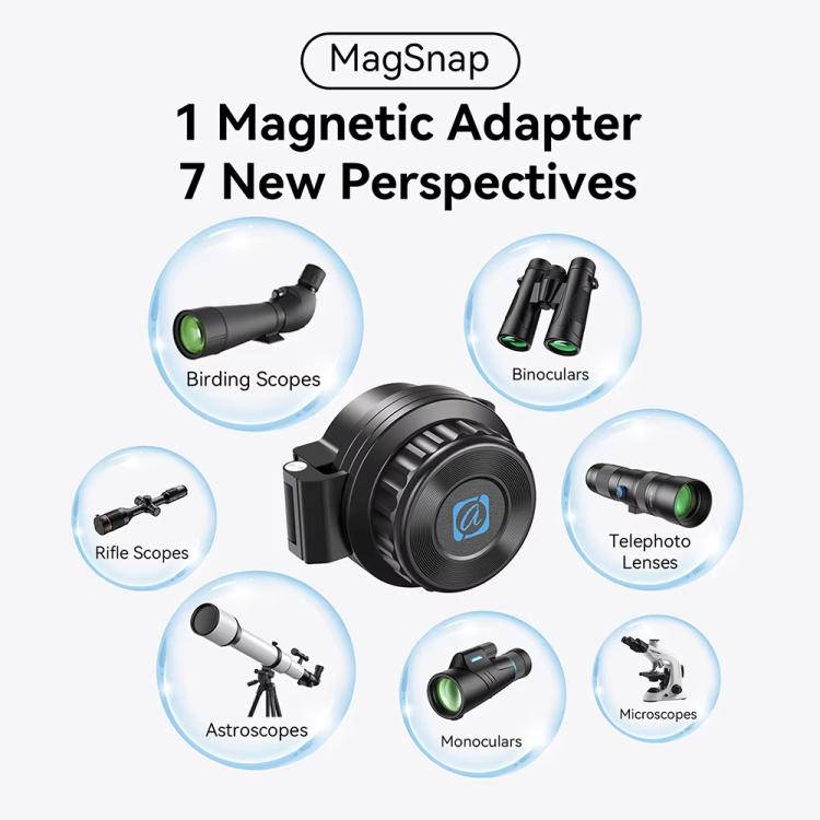 APEXEL APL-F006 Magnetic Quick-Release Phone Adapter for Telescope, Microscope, Binoculars & Spotting Scopes, 45-55mm, 36-46mm