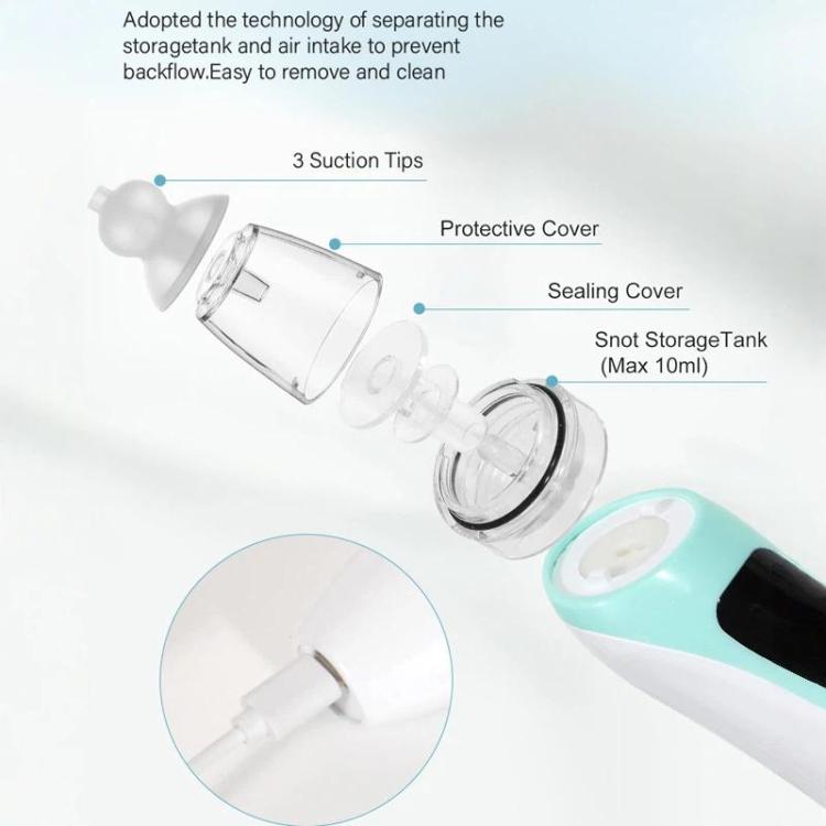 Electric Baby Nasal Aspirator with 3 Food-Grade Silicone Tips, Soothing Piano Music & Soft LED Lights