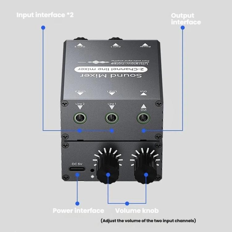 3.5mm Audio Switcher Selector Dual 3.5mm AUX Inputs To Single Output With Independent Volume Control, 3.5mm AUX Inputs To 1 Output