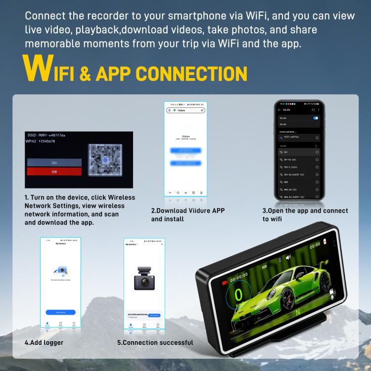 5 Inch 1080P Car Camera With WIFI HUD Display Car DVRs, L5965