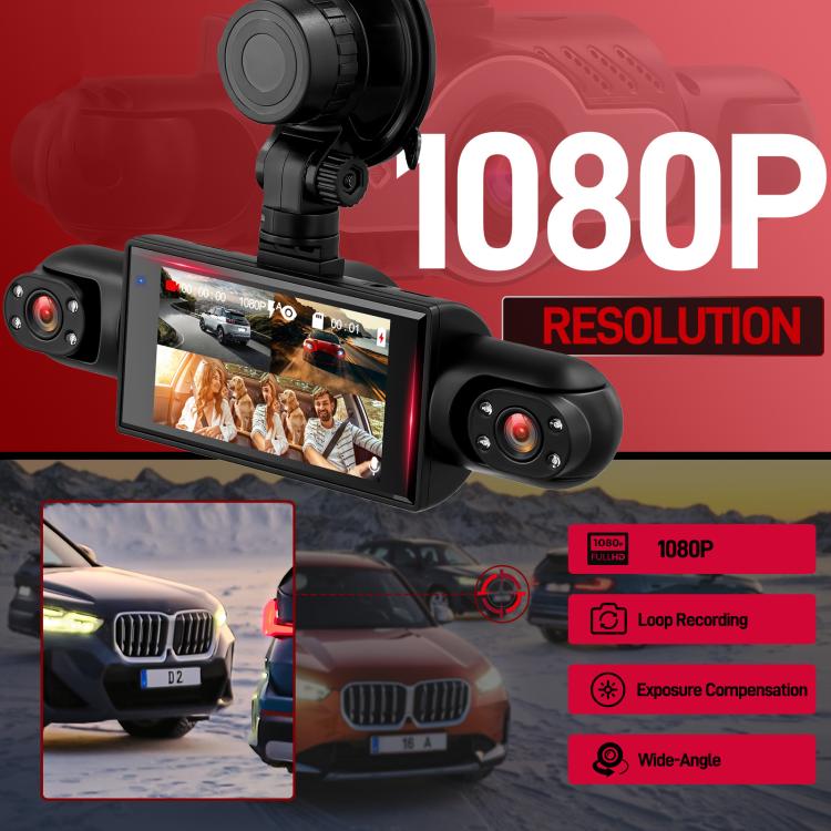3 Inch 1080P Car Dash Cam With Four Lenses 480P Interior Left Right Rear Cameras, L5972