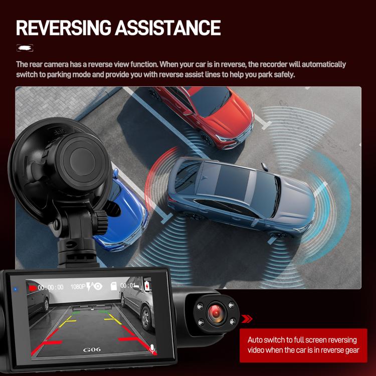 3 Inch 1080P Car Dash Cam With Four Lenses 480P Interior Left Right Rear Cameras, L5972