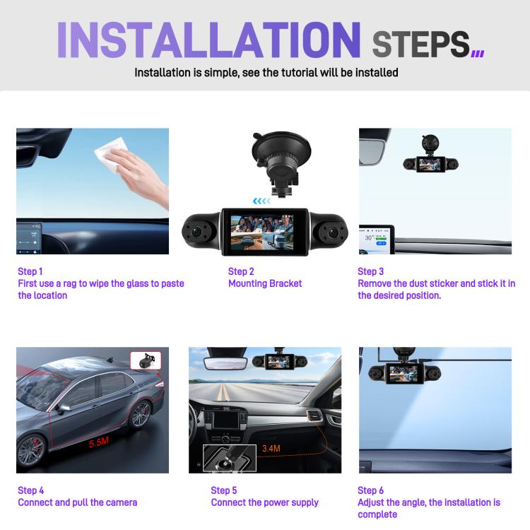 3 Inch 2K Car DVR Camera WIFi Quad Record HD Car Recorder With 1080P Gravity Sensor, L5942