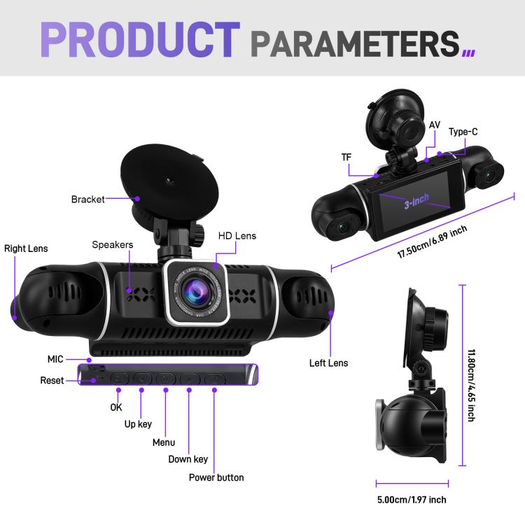 3 Inch 2K Car DVR Camera WIFi Quad Record HD Car Recorder With 1080P Gravity Sensor, L5942