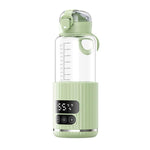 Portable Baby Bottle Warmer 15000mAh Wireless Smart Heating Cup with Adjustable Temp & Constant 48H Warm, IPX6 Waterproof, Glass White, Glass Green