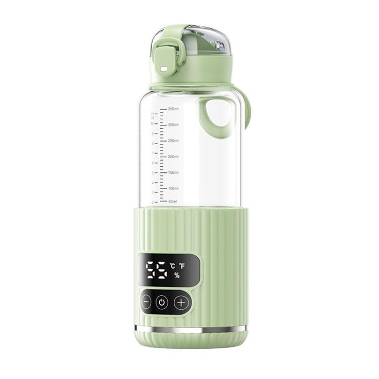 Portable Baby Bottle Warmer 15000mAh Wireless Smart Heating Cup with Adjustable Temp & Constant 48H Warm, IPX6 Waterproof, Glass White, Glass Green