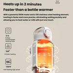 Portable Baby Bottle Warmer 15000mAh Wireless Smart Heating Cup with Adjustable Temp & Constant 48H Warm, IPX6 Waterproof, Glass White, Glass Green