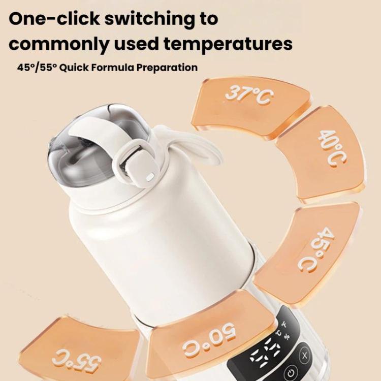 Portable Baby Bottle Warmer 15000mAh Wireless Smart Heating Cup with Adjustable Temp & Constant 48H Warm, IPX6 Waterproof, Glass White, Glass Green