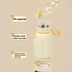 450ml Portable Wireless Baby Bottle Warmer 15000mAh Rechargeable Heating Cup 37-55 degrees, Stainless Steel, Glass