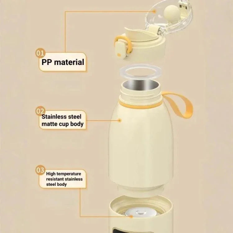 450ml Portable Wireless Baby Bottle Warmer 15000mAh Rechargeable Heating Cup 37-55 degrees, Stainless Steel, Glass