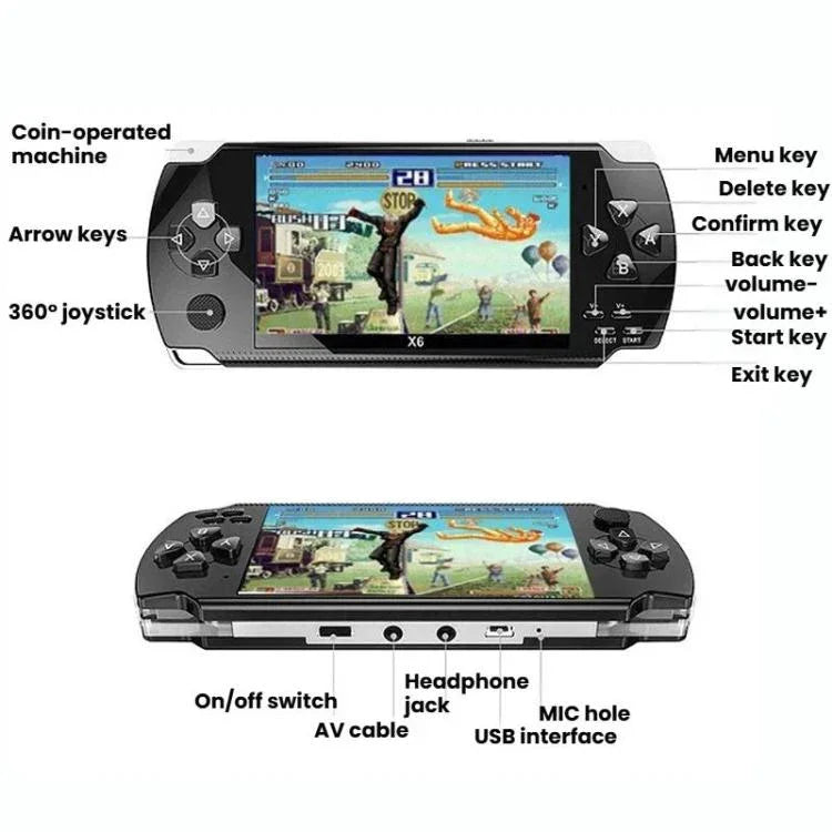 X6 Pocket Gaming Console 4.3 Inch HD Gaming Handheld, 8G With Camera, 32G No Camera