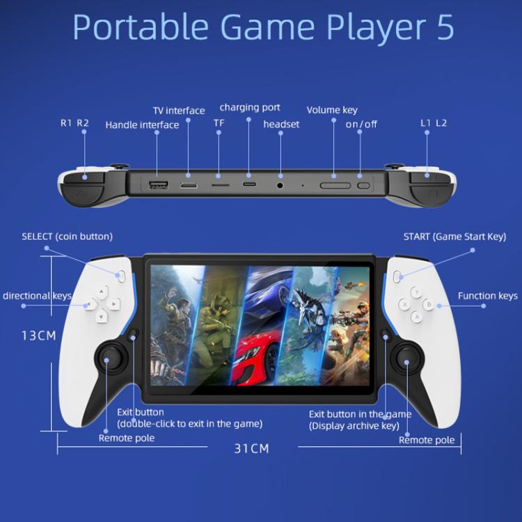 7.0 Inch Handheld Open-Source Game Console With High-Definition Arcade Battles, P5 White, P5 Black, P5 Blue Red, P5 White Doubles Version, P5 Black Doubles Version, P5 Blue Red Doubles Version