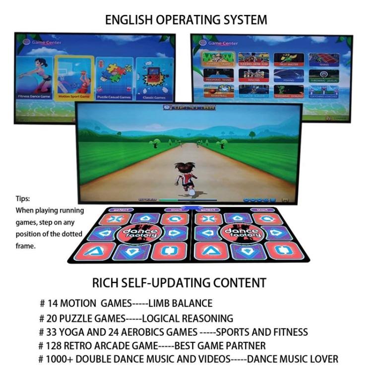 AR Motion-Sensing Dance Mat For TV & PC Wireless Dual-Player Fitness Game Pad With HDMI & 16GB Memory Card, Couple Style, Velvet Style