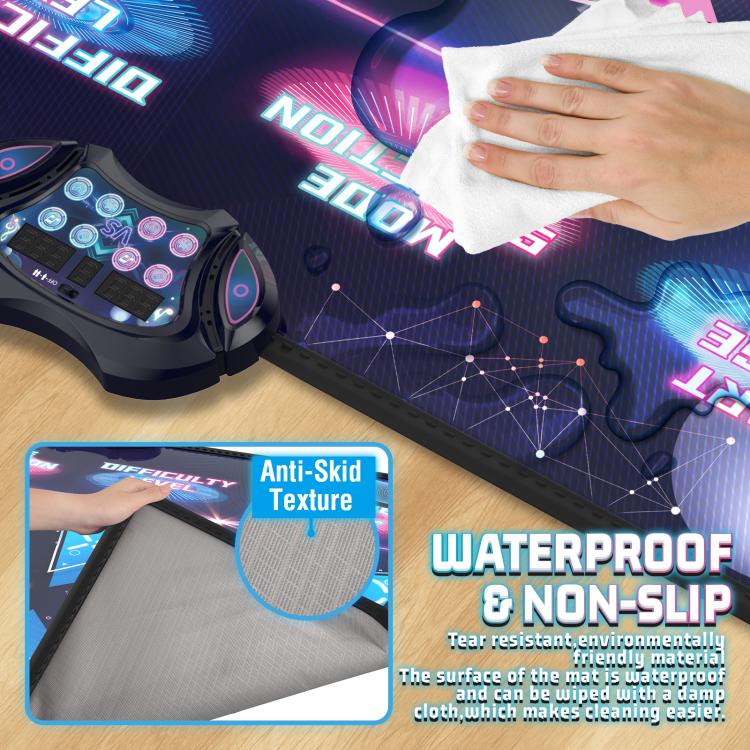 Dancing Challenge Playmat Wireless Dance Mat Dual Player Gaming Pad, 120x95cm
