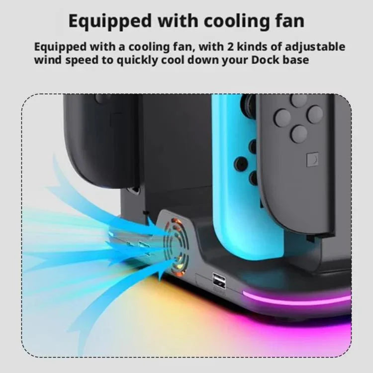 ipega 12-in-1 Multi-Function Charging Dock for Nintendo Switch 2/Switch Joy-Con Charging, Pro Controller Dock, Cooling Fan, Game & Headset Storage Organizer, 12-in-1