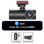 4K Smartphone Connected WiFi High-Definition Dual-Recording Car Dash Cam, Front+Inside, Front+Inside+GPS Track, Front+Rear, Front+Rear+GPS Track