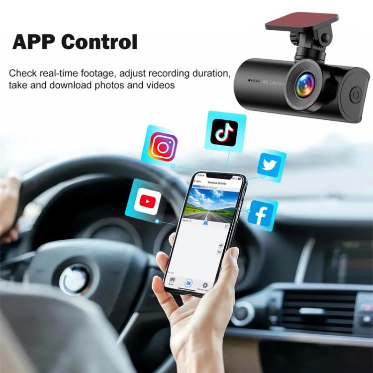 4K Smartphone Connected WiFi High-Definition Dual-Recording Car Dash Cam, Front+Inside, Front+Inside+GPS Track, Front+Rear, Front+Rear+GPS Track