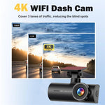 4K Smartphone Connected WiFi High-Definition Dual-Recording Car Dash Cam, Front+Inside, Front+Inside+GPS Track, Front+Rear, Front+Rear+GPS Track