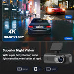 4K Dual Recording WiFi Smartphone Connected Car Dash Cam, Front+Rear, Front+Rear+GPS Track, Front+Inside, Front+Inside+GPS Track