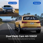 4K Dual Recording WiFi Smartphone Connected Car Dash Cam, Front+Rear, Front+Rear+GPS Track, Front+Inside, Front+Inside+GPS Track